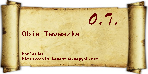 Obis Tavaszka névjegykártya